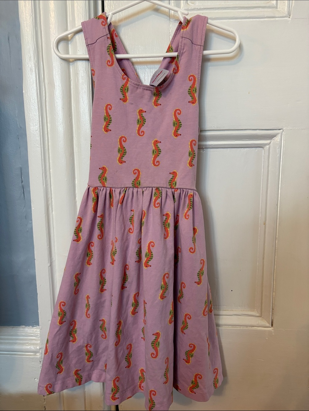 Hanna Andersson Lilac Dress with Orange & Green Seahorses